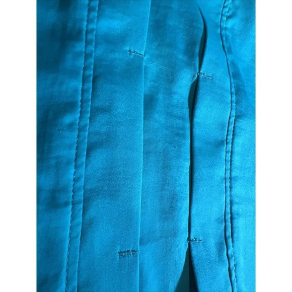 Renuar Aqua Blue Tunic Blouse Size XL Silky 3/4 Sleeves Pleated Lightweight Top - Picture 9 of 9